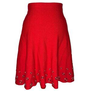 Sioni Red Skirt with Silver Grommets